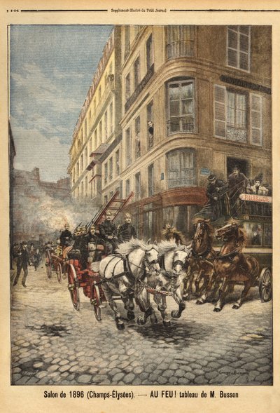 La pompe à vapeur et les véhicules des pompiers à Paris, d