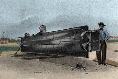 Le sous-marin CSS H. L. Hunley utilisé par la marine des États confédérés pendant la guerre de Sécession. 1861-1865 Gravure du XIXe siècle - Unknown artist