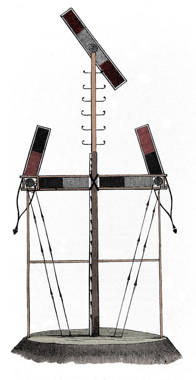 Le télégraphe de Claude Chappe (1763-1805), ingénieur français - Gravure du XIXe siècle. - Unknown artist
