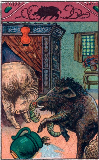 Le terrible sanglier. Conte chinois. Chromolithographie de la fin du 19ème siècle - Unknown artist