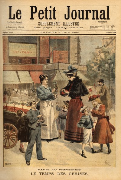 Le temps des cerises, marchand ambulant dans les rues de Paris - Unknown artist