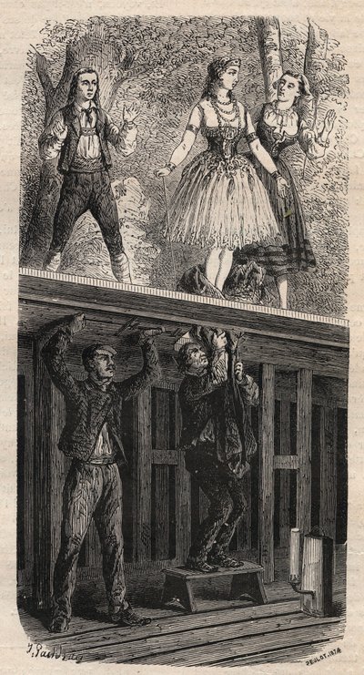 Trucs de théâtre - métamorphose - gravure de 1875 - Unknown artist