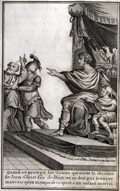 Théodose Ier (Flavius Theodosius) (347-395), empereur romain, fit arrêter Amphiloque, évêque d
