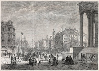 Transformations de Paris sous le Second Empire, Paris Haussmann : décoration du boulevard Malesherbes, le jour de son inauguration le 13 août 1861 - Gravure dans « Le Monde Illustré » - Unknown artist