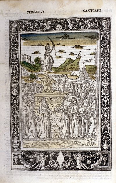 Triomphe de la Chasteté de Pétrarque (Francesco Petrarca). Miniature sd. Bibl. Trivulziana, Milan - Unknown artist