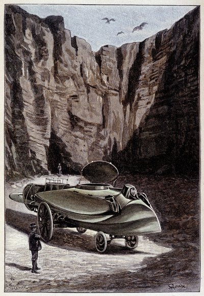 Véhicule fusiforme - dans « Le Maître du monde » de Jules Verne par Roux - Unknown artist