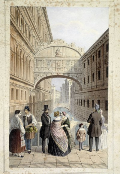 Vénitiens sur le pont des soupirs (Ponte dei sospiri) - dans « Album des principales vues de Venise », ill. par Marco Moro, ed. Gio Brizeghel, v.1840 - Unknown artist