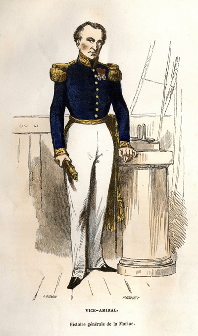 Vice-amiral. Dans "Histoire générale de la marine" par Van Tenac - Unknown artist