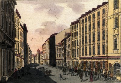 Vue de la rue Kohlmarkt à Vienne, Autriche. Gravure de 1820 - Unknown artist