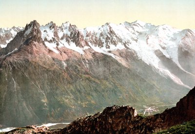 Vue du Mont Blanc : La chaîne du Mont Blanc vers 1890 - Unknown artist