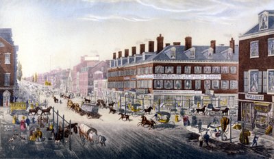 Vue de New York : Broadway. Gravure de 1840 - Unknown artist
