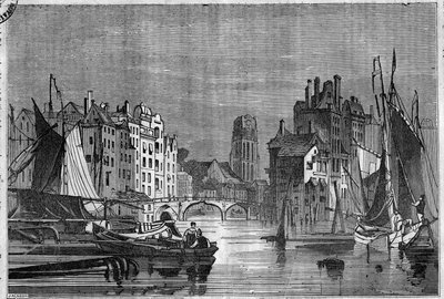 Vue de Rotterdam, Pays-Bas. Gravure de 1836 - Unknown artist