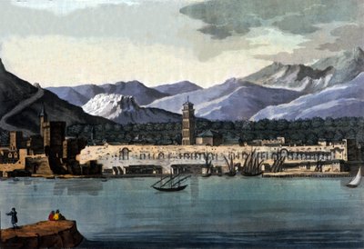 Vue de Split, Croatie, depuis la mer. Aquarelle du début du 19e siècle - Unknown artist