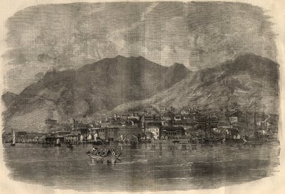 Vue de la ville de Victoria à Hong Kong. Gravure dans « The Illustrated London News » du 14 mars - Unknown artist