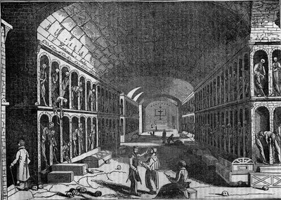 Vue du Cimetière des Capucins à Palerme au 19ème siècle. (Cimitero dei Cappuccini, Palerme) - Unknown artist