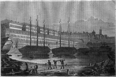 Vue des Corderies, du Bagne et de la tour de Saint-Louis à Brest. Dans « Le magasin pittoresque » 1835 - Unknown artist