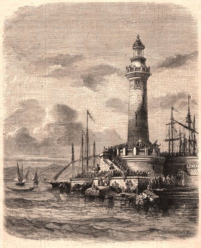 Vue du phare de la Pointe de Joliette à Marseille au XIXe siècle - Unknown