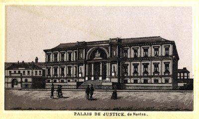 Vue du Palais de Justice de Nantes (Loire-Atlantique, Pays de la Loire), France. Chromolithographie de la fin du 19ème siècle - Unknown artist