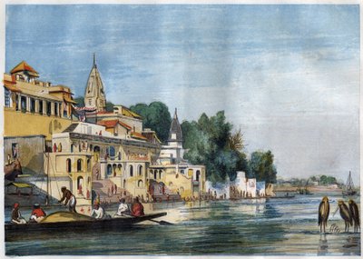 Vue du Sutti Chowra Ghat sur le Gange, à Cawnpore (Kanpur), Inde en 1857. - Unknown artist