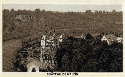 Vue du château de Walzin en Wallonie (Belgique) sur les rives de la Lesse. Chromolithographie de la fin du 19ème siècle - Unknown artist