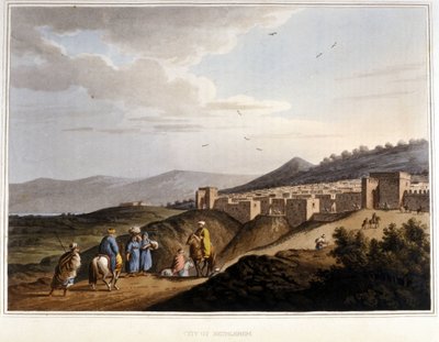 Vue de la ville de Bethléem en Cisjordanie. Fortifications. 19ème siècle - Unknown artist
