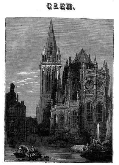 Vue de la ville de Caen en Normandie au 19ème siècle. - Unknown artist