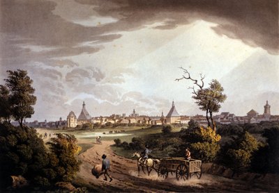 Vue de la ville de Leipzig en Allemagne. Lithographie vers 1820 - Unknown artist