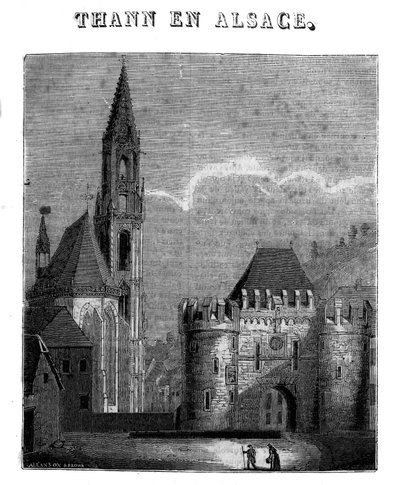 Vue de la ville de Thann dans le département du Haut-Rhin en Alsace - Unknown artist