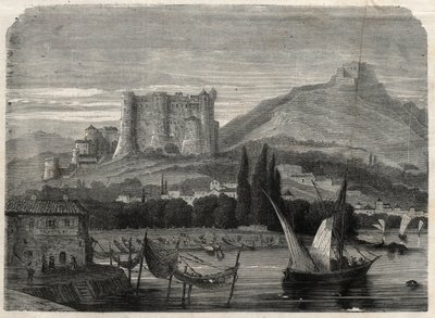 Vue des forts de La Spezia en Italie. Gravure dans « L