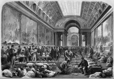 Vue de la galerie des batailles du château de Versailles, où est installée la poste - Unknown artist