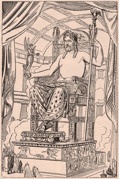 Vue de la statue gigantesque de Zeus Olympien par Phidias - Unknown