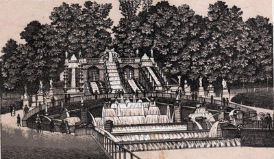 Vue de la grande cascade dans le parc de Saint-Cloud, France dans « Le Monde Illustré 168 vues » sans date (fin XIXe siècle) - Unknown artist