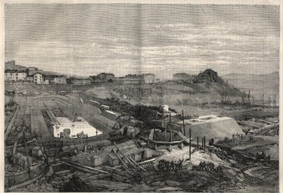 Vue des nouveaux docks construits par le gouvernement italien dans le port de La Spezia. Gravure dans L