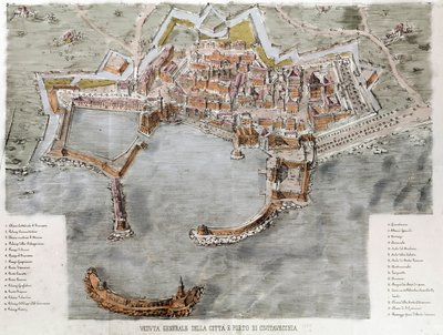 Vue du port de Civitavecchia près de Rome. 19ème siècle - Unknown artist