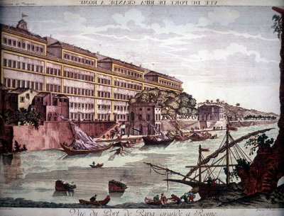 Vue du port de Ripa Grande sur le Tibre (gravure) - Unknown artist