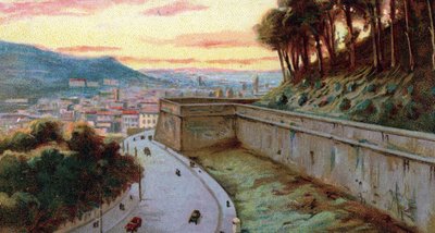 Vue des murs du viale Vaticano entre l