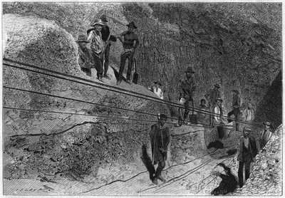 Vue prise au fond de la mine de diamants de Kimberley en Afrique du Sud. - Unknown artist