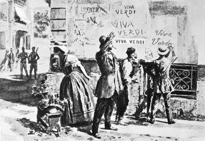 Viva Verdi : Inscriptions enthousiastes pour Giuseppe Verdi à Naples (royaume des Deux-Siciles) sous l