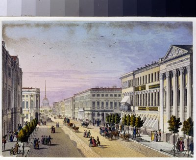 Vue de la perspective Nevsky et du pont de la police à Saint Petersbourg - Unknown artist