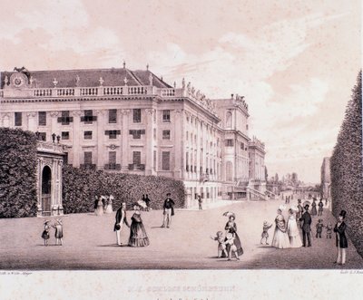 Promeneurs dans le parc du palais de Schönbrunn (Schoenbrunn) à Vienne. Autriche. Estampes du début du 19ème siècle Collection privée - Unknown artist