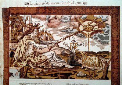 Guerre de religion : allégorie sur la pauvreté et les lamentations de la Sainte Ligue - Unknown artist