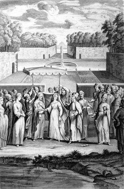 Mariage selon le rite hébraïque. Gravure du 19ème siècle. - Unknown artist