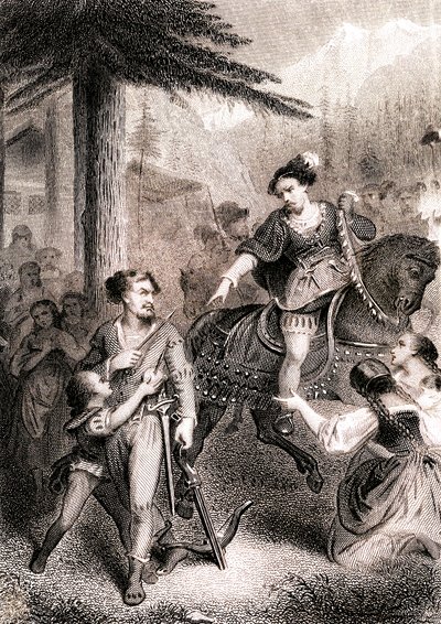 Guillaume Tell aurait tiré sur le bailli Gessler dans la légende patriotique suisse - Unknown artist