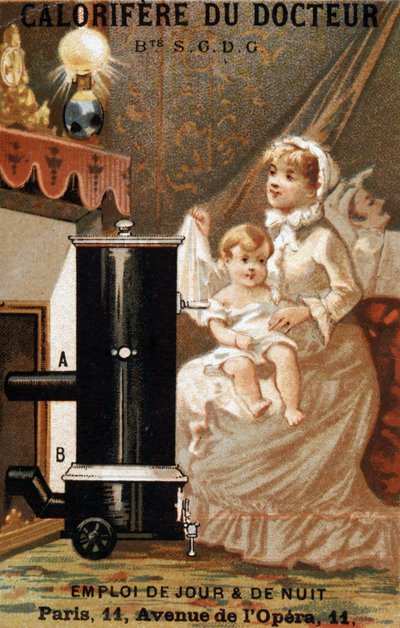 Femme et enfant se chauffant à l
