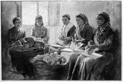 Travailleurs taillant la pierre ponce Lipari Sicile Gravure du 19ème siècle - Unknown artist