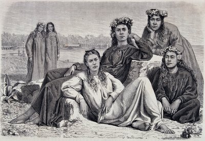 Jeunes Femmes de Tahiti - dans « Le Tour du Monde » - Unknown artist