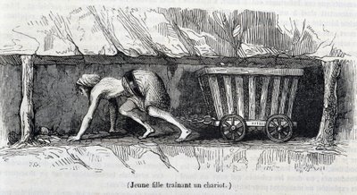 Jeune fille travaillant dans les mines de charbon en Angleterre - Unknown artist