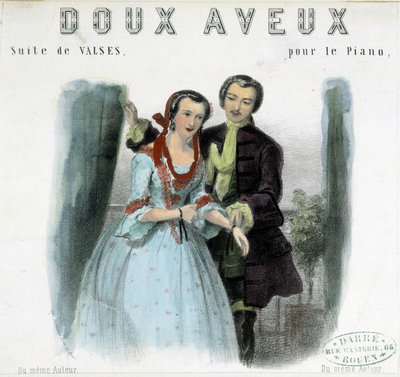 Jeune homme courtisant une jeune femme, début 19e siècle - Unknown artist