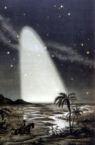 Phénomène de lumière zodiacale sur la savane mexicaine. Lithographie en couleur du 19ème siècle. - Unknown artist