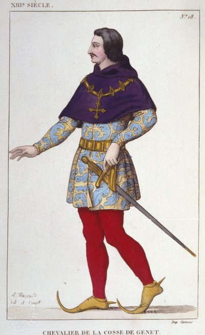 Costume de chevalier de la Cosse de Genêt. Gravure de 1830 - Unknown artist